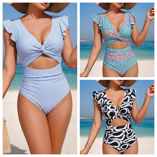 One Piece Ruffled Swimsuit Tummy Control High Waist Bathing Suit