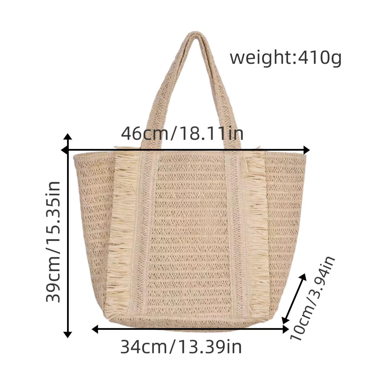 Handwoven Straw Beach Tote – Large Capacity Vacation Shoulder Bag
