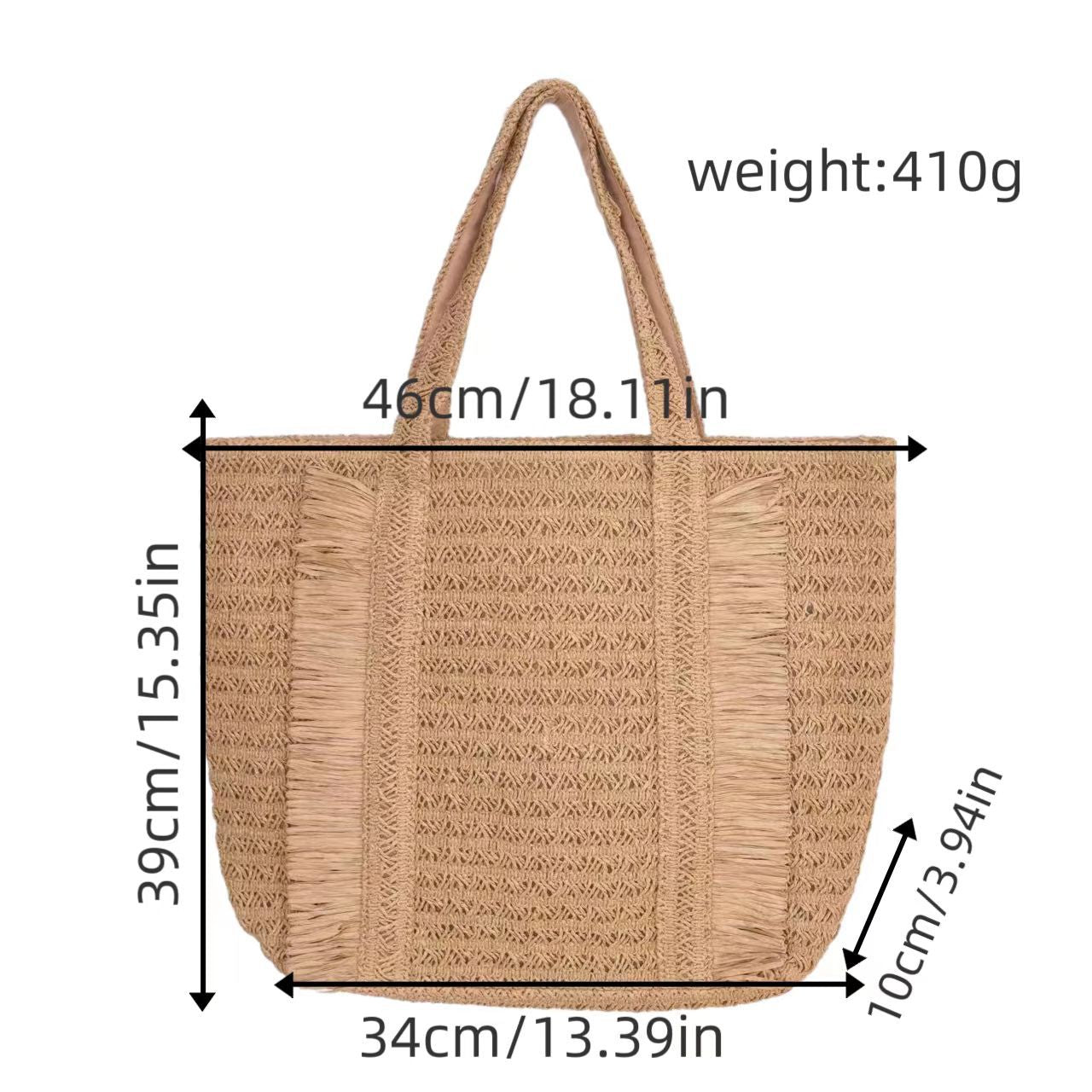 Handwoven Straw Beach Tote – Large Capacity Vacation Shoulder Bag