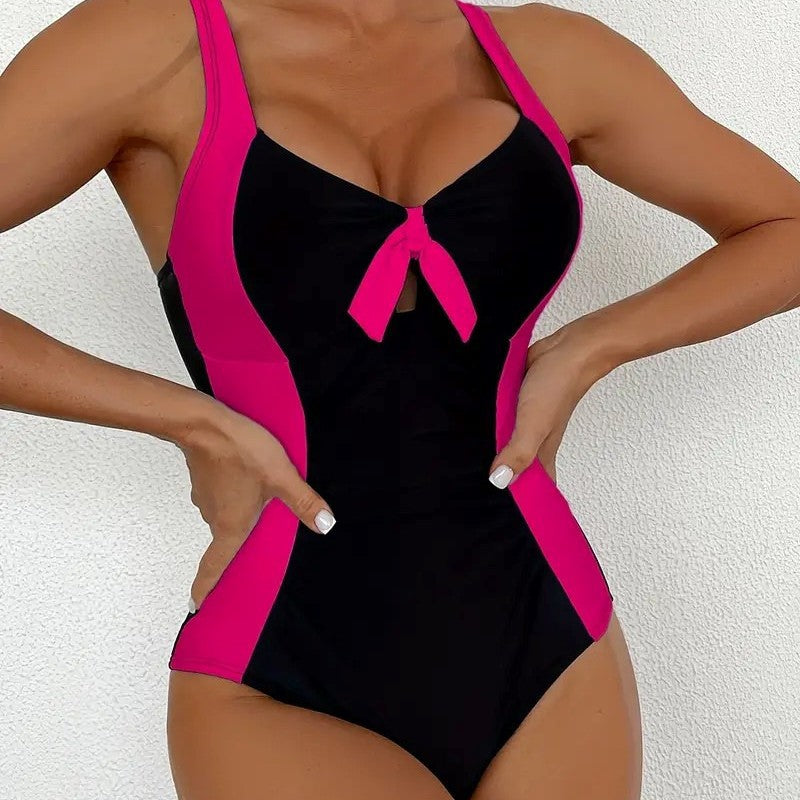 Sling Color Block Slimming One-Piece Swimsuit