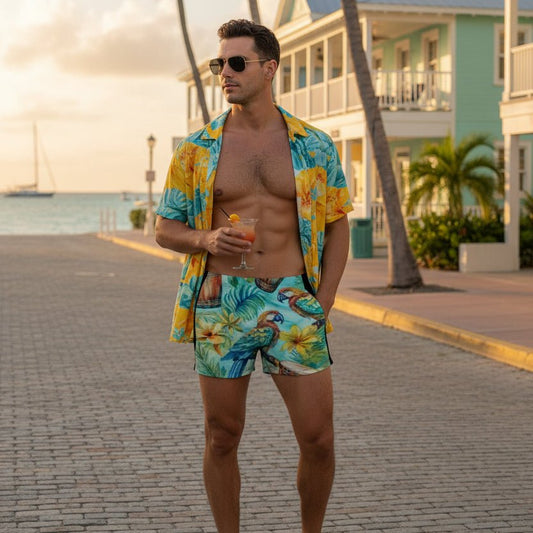 Men's Parrothead Bathing Suit 🦜 Quick Dry Swim Trunks