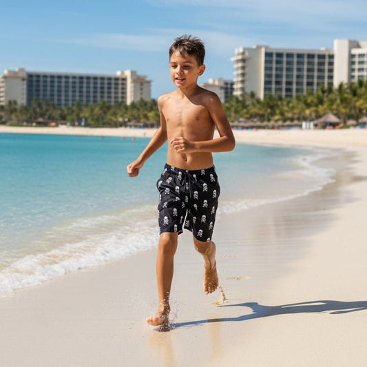 Jolly Roger Pirate Pattern Kids Board Shorts