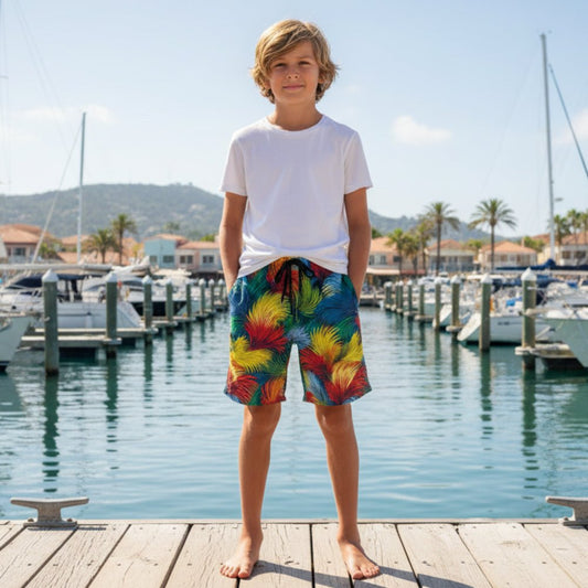 Kids Seagrass Pattern Beach Shorts
