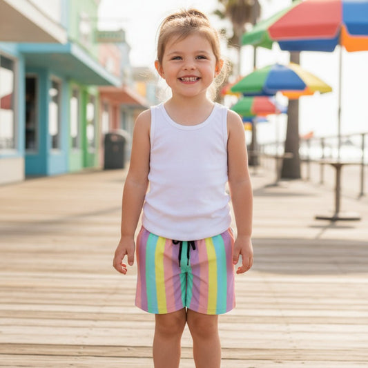 Kids Tropical Stripes Board Shorts