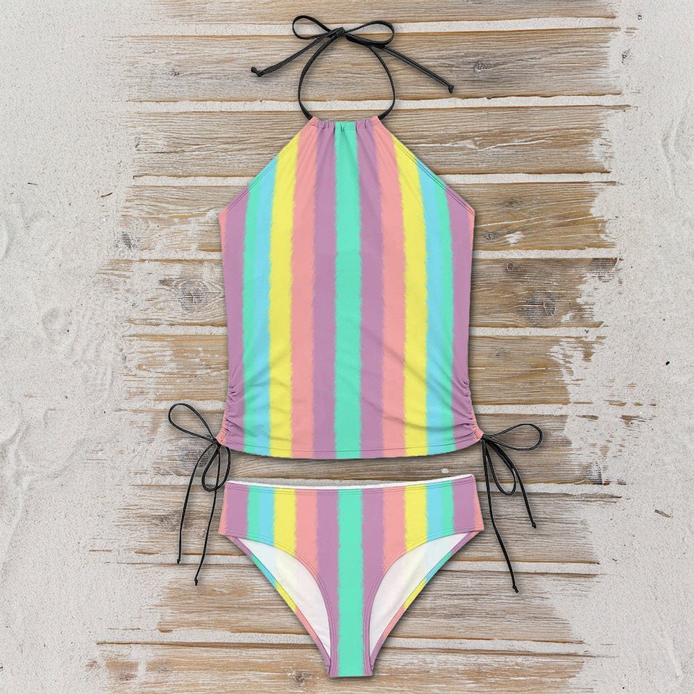 Women's Tropical Stripes Tankini Swimsuit