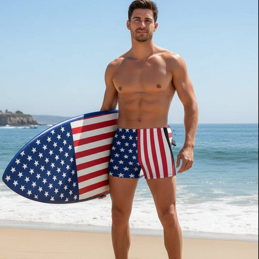 Men's American Flag Swim Trunks 🇺🇸 Patriotic Performance