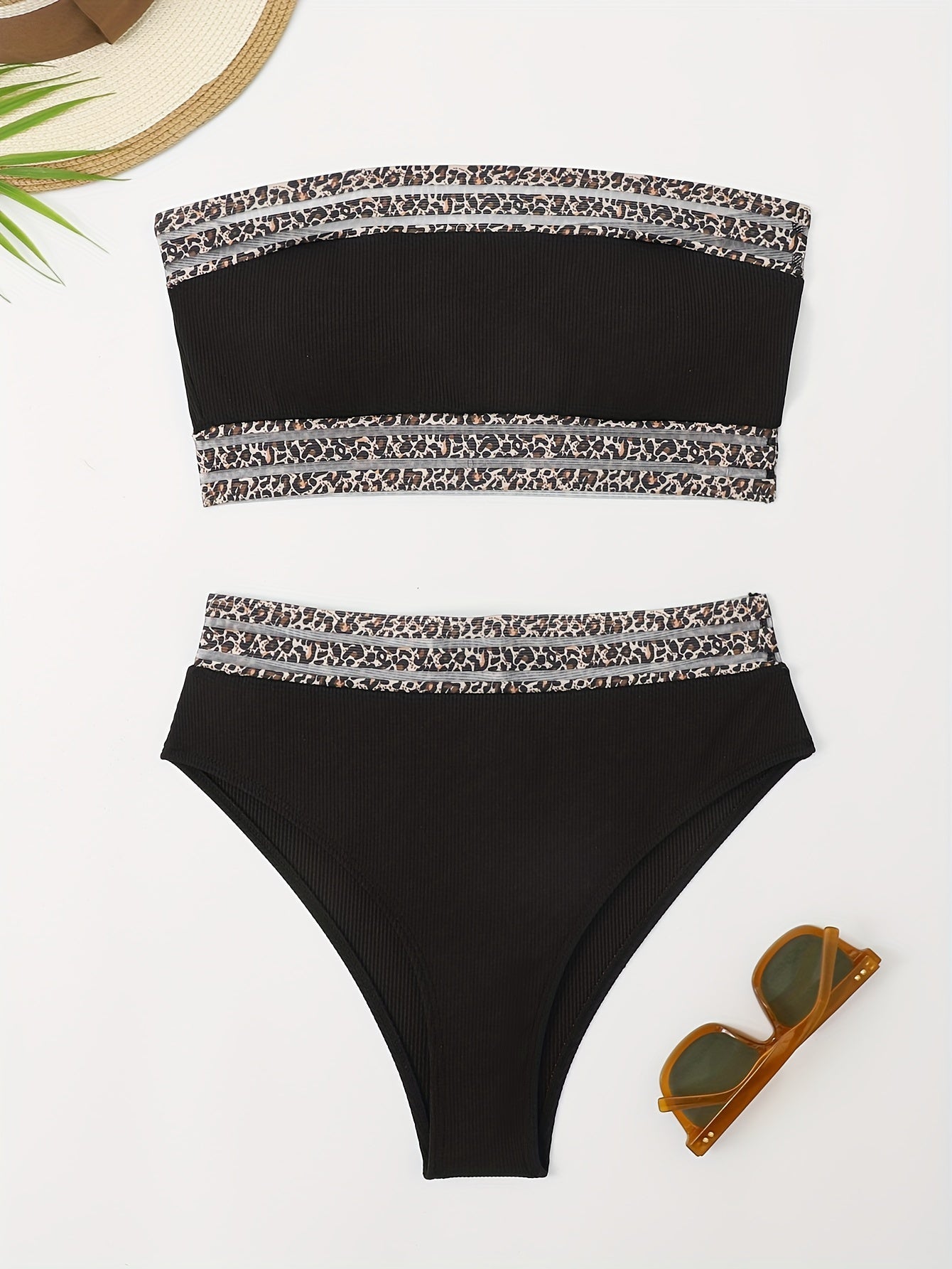 "Siren's Safari – Leopard Bandeau Tummy Control Bikini Set"