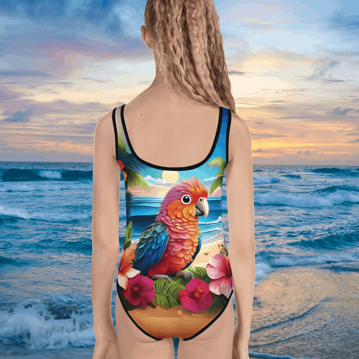 Lil Parakeet Girls One Piece Bathing Suit