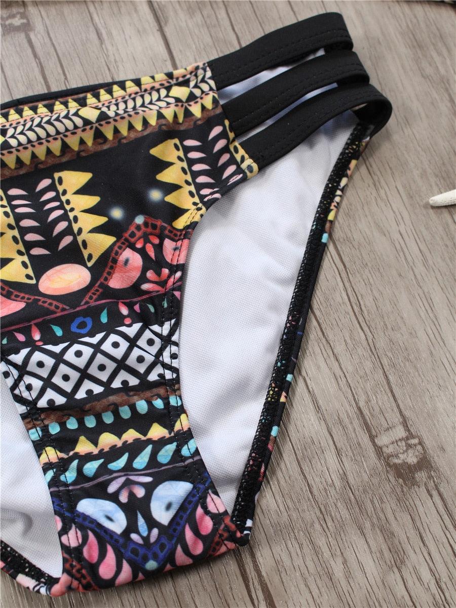 "Siren's Knot – Crisscross Bandage Halter Bikini Set"
