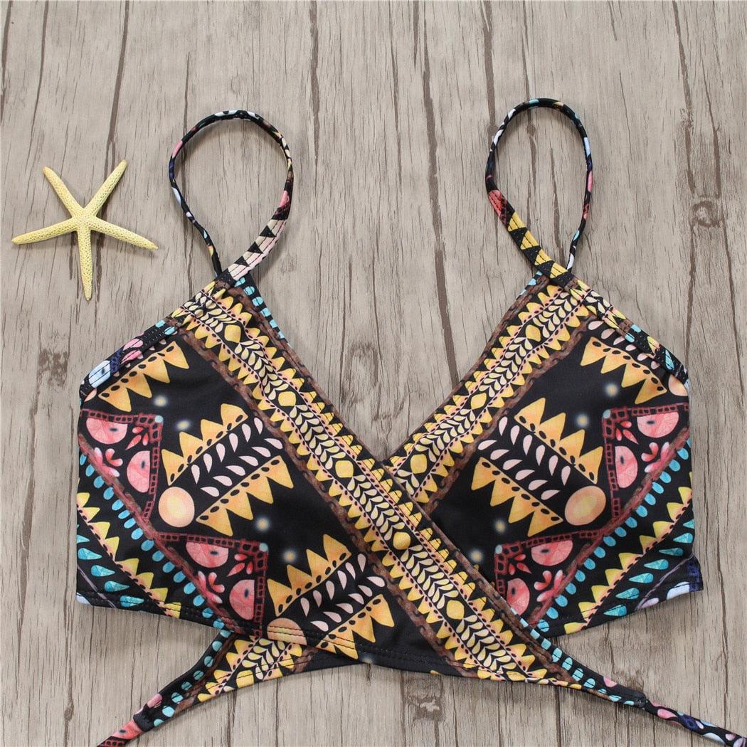 "Siren's Knot – Crisscross Bandage Halter Bikini Set"