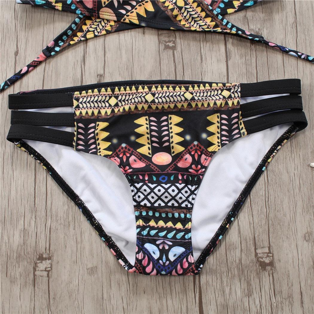 "Siren's Knot – Crisscross Bandage Halter Bikini Set"