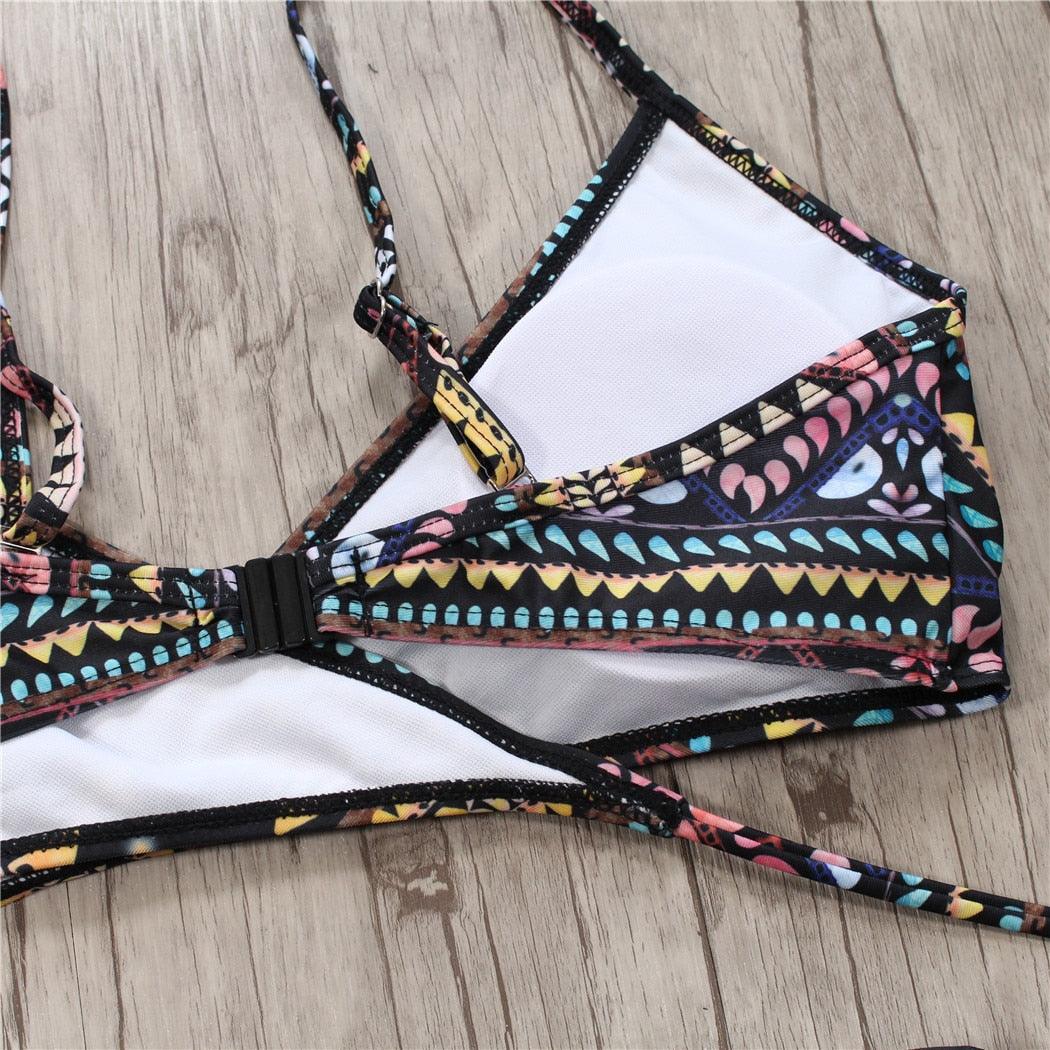 "Siren's Knot – Crisscross Bandage Halter Bikini Set"