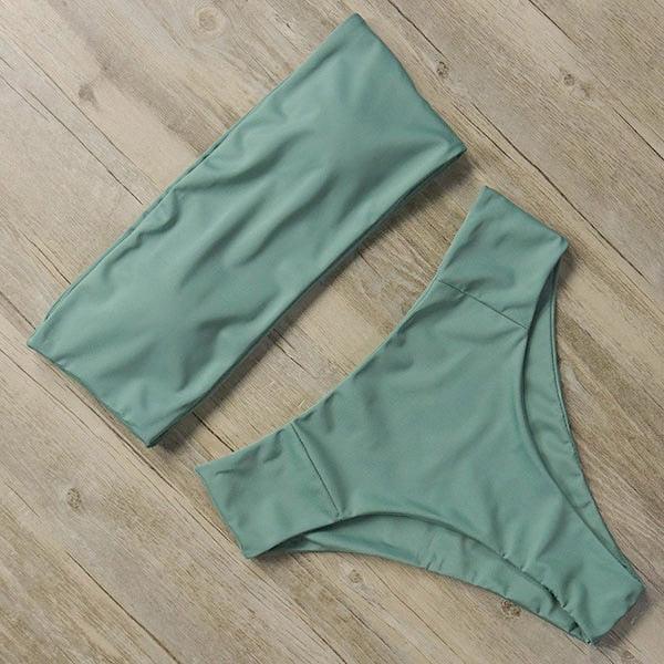 "Tidal Bandeau – Lace-Up High-Waist Bikini Set"