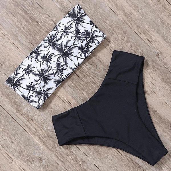 "Tidal Bandeau – Lace-Up High-Waist Bikini Set"