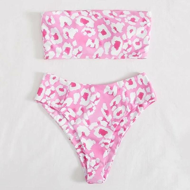 "Tidal Bandeau – Lace-Up High-Waist Bikini Set"