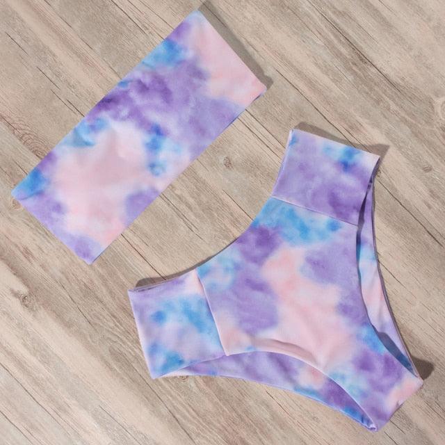 "Tidal Bandeau – Lace-Up High-Waist Bikini Set"