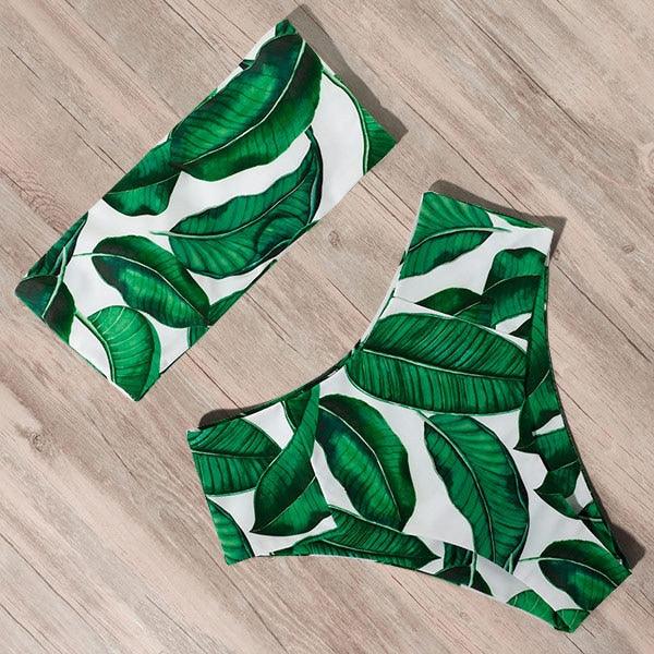 "Tidal Bandeau – Lace-Up High-Waist Bikini Set"