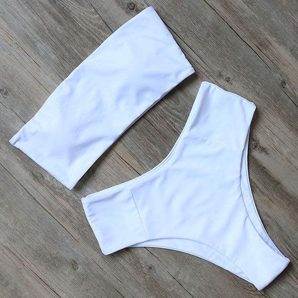 "Tidal Bandeau – Lace-Up High-Waist Bikini Set"