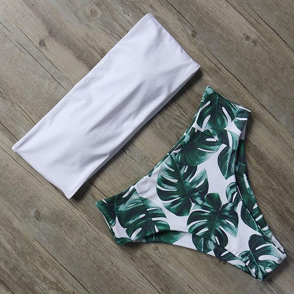 "Tidal Bandeau – Lace-Up High-Waist Bikini Set"