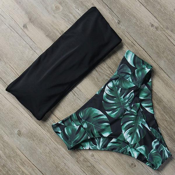"Tidal Bandeau – Lace-Up High-Waist Bikini Set"