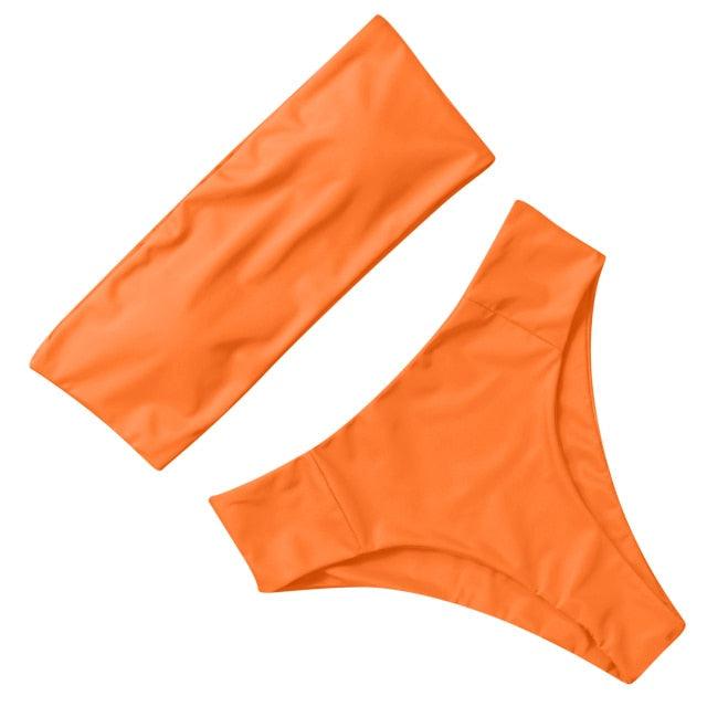 "Tidal Bandeau – Lace-Up High-Waist Bikini Set"