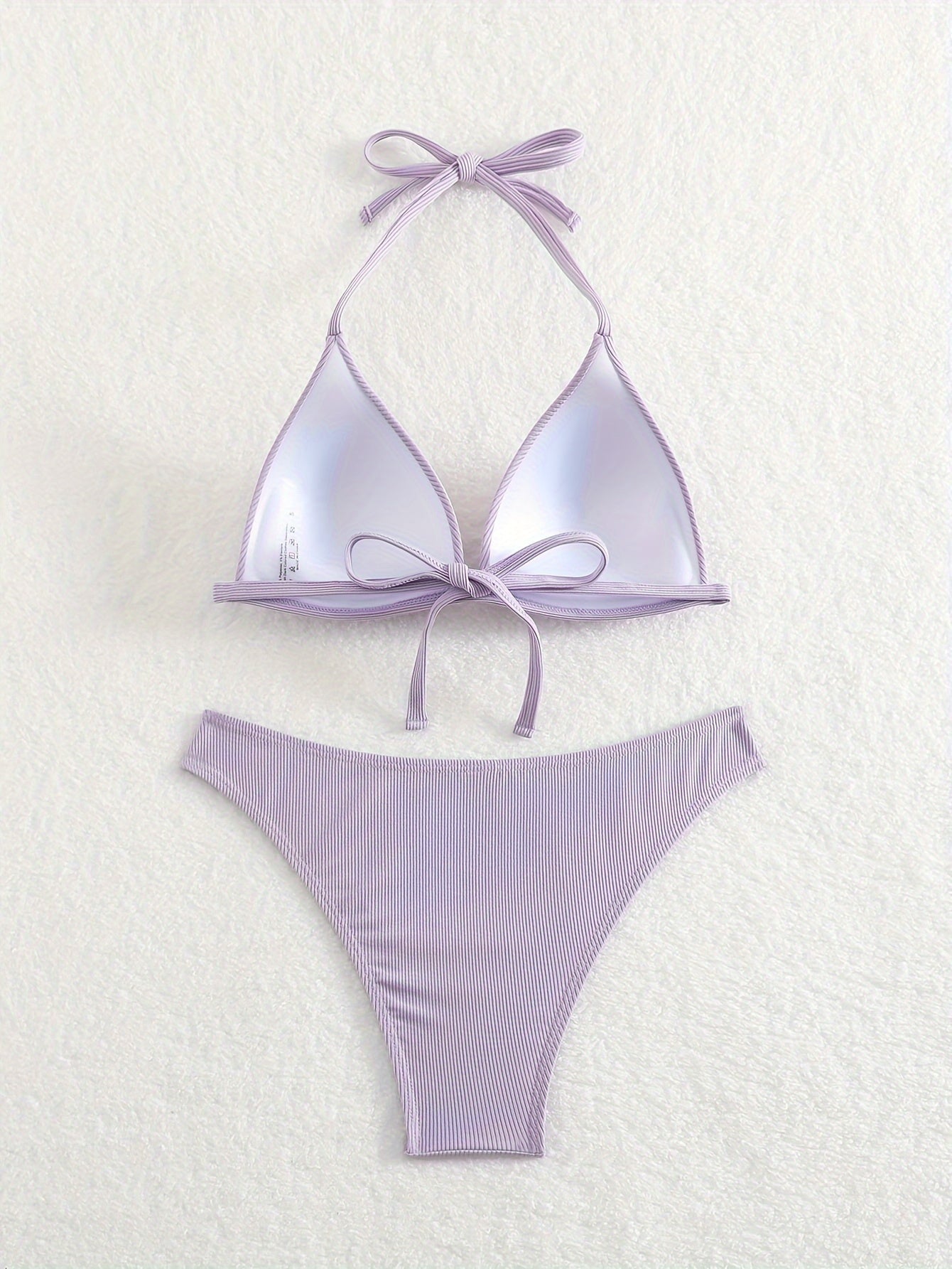 "Starfish Strands – Rib Knit Tie-Back Triangle Bikini Set"