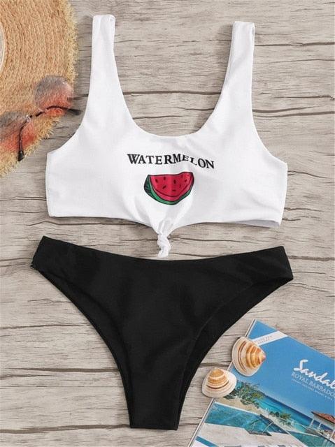 "Wild Siren – Strapless Ruffled Bow Bikini Set"