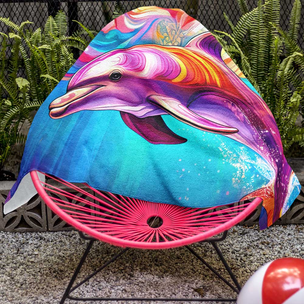 Dolphin Beach Towel 🐬 Colorful Summer Fun