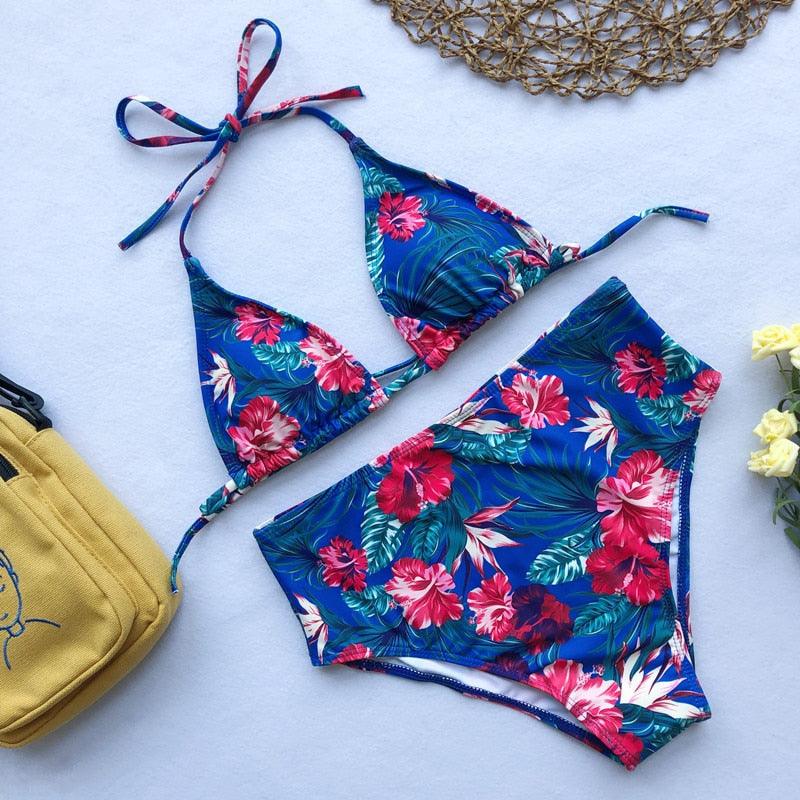 "Siren's Bouquet – Multicolor Tie Halter Bikini Set"
