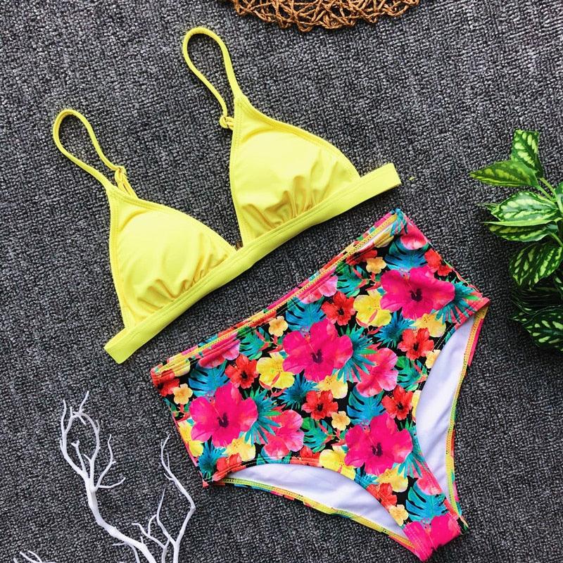 "Siren's Bouquet – Multicolor Tie Halter Bikini Set"