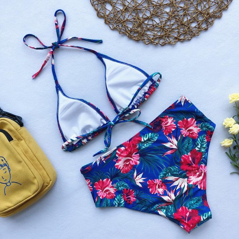 "Siren's Bouquet – Multicolor Tie Halter Bikini Set"