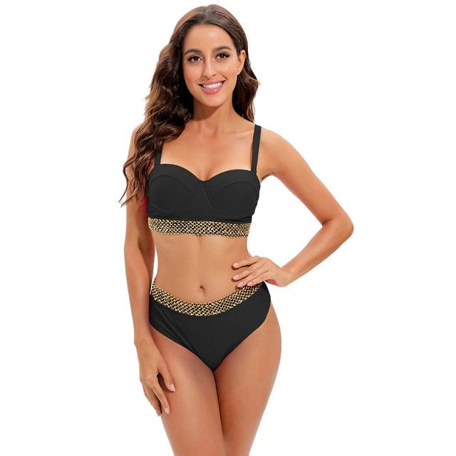 "Sea Duchess – Puff Sleeve Open-Back High-Cut Swimsuit"
