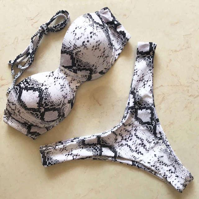 "Vintage Tide – Underwire Push-Up Low-Waist Bikini Set"