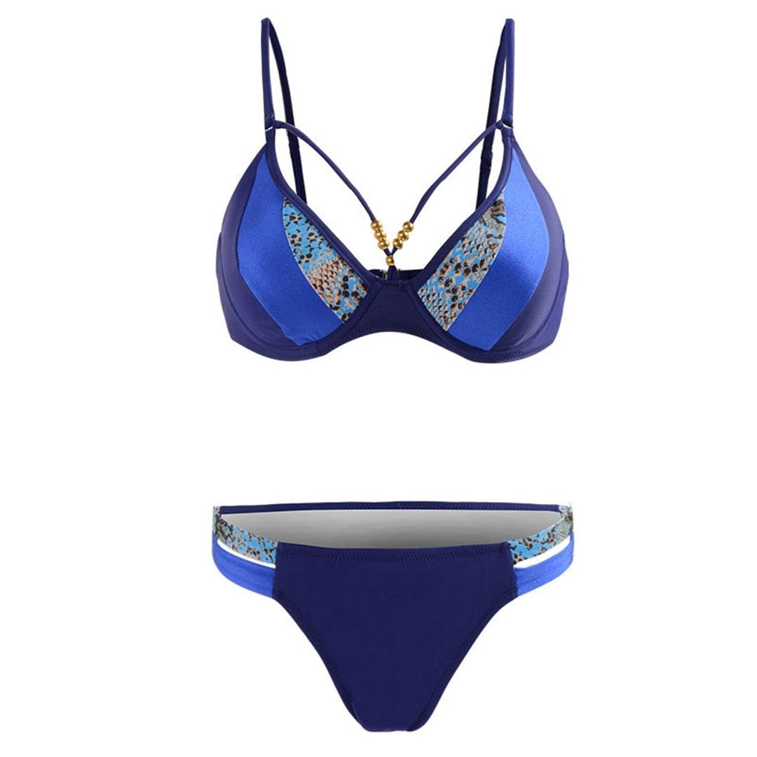 "Deep Dive – V-Neck Triangle Push-Up Bikini Set"