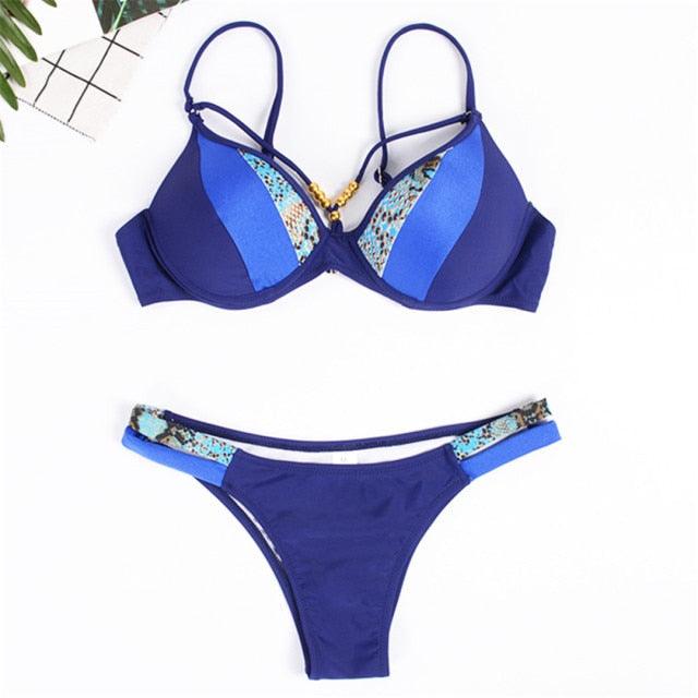 "Deep Dive – V-Neck Triangle Push-Up Bikini Set"