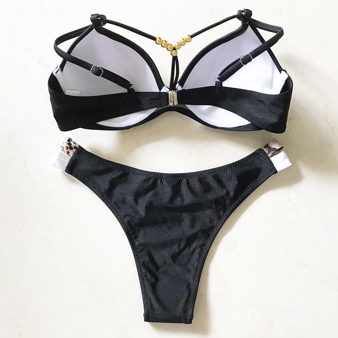 "Deep Dive – V-Neck Triangle Push-Up Bikini Set"