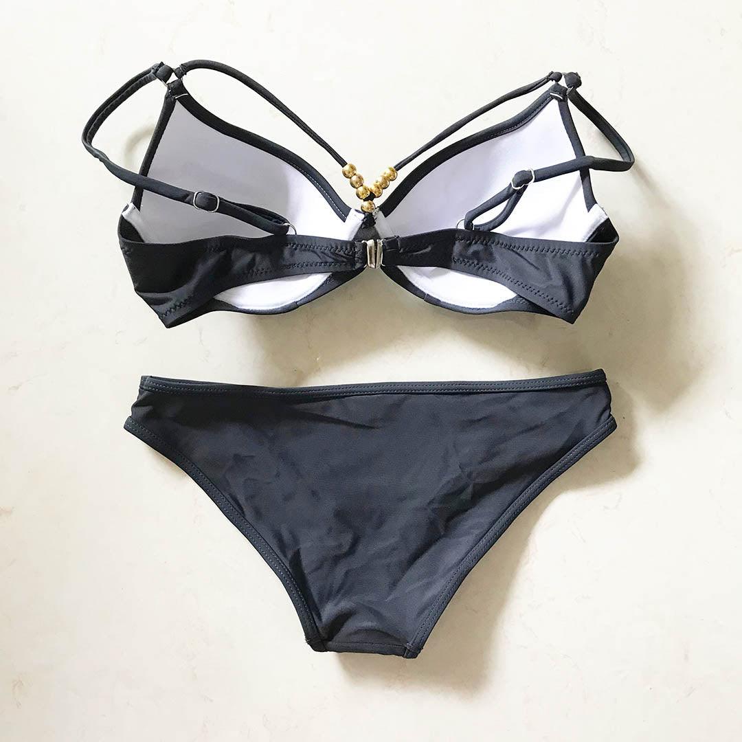 "Deep Dive – V-Neck Triangle Push-Up Bikini Set"