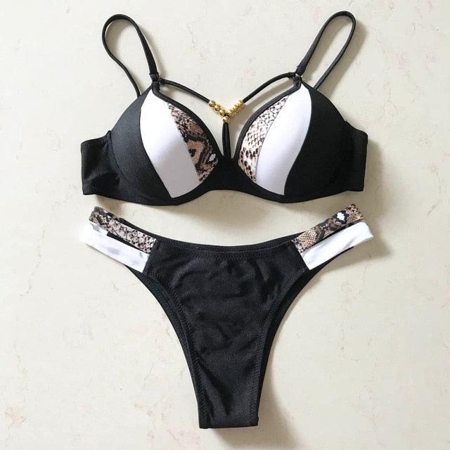"Deep Dive – V-Neck Triangle Push-Up Bikini Set"