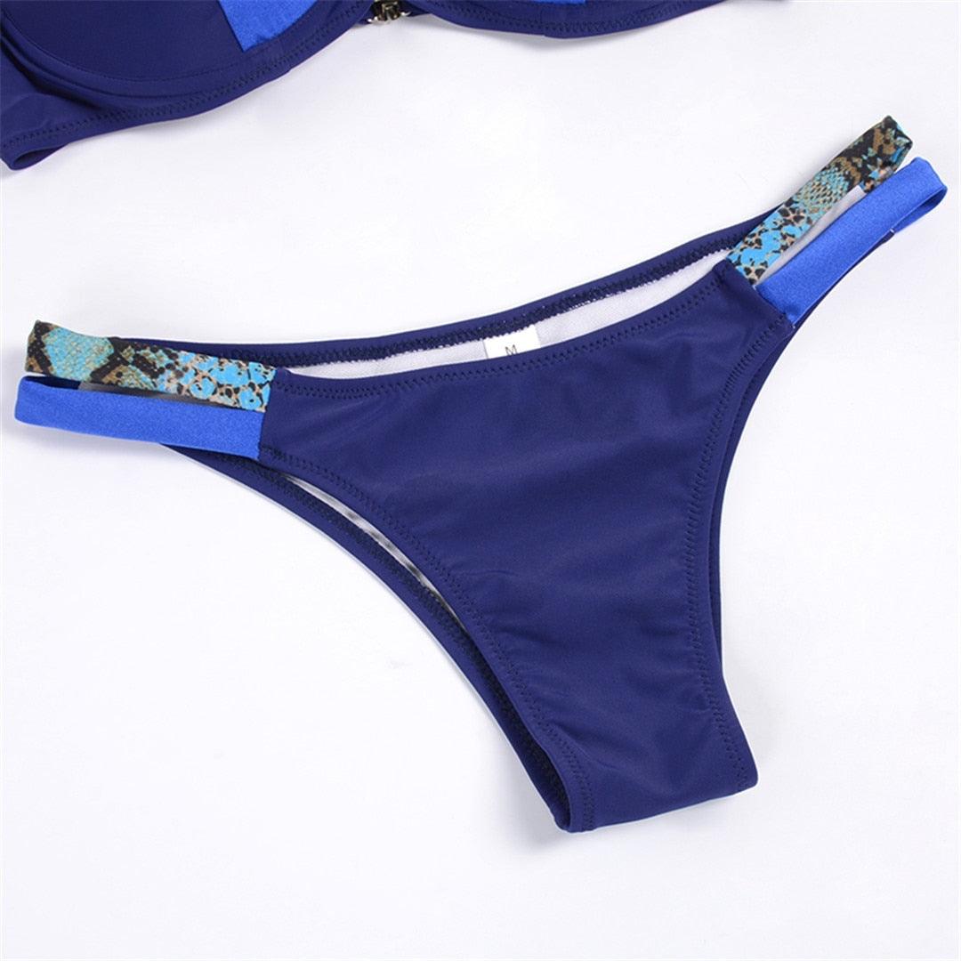 "Deep Dive – V-Neck Triangle Push-Up Bikini Set"