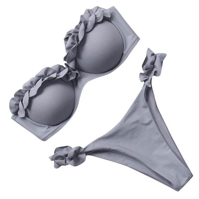 "Sea Anemone – V-Wire Frilled High-Cut Bikini Set"