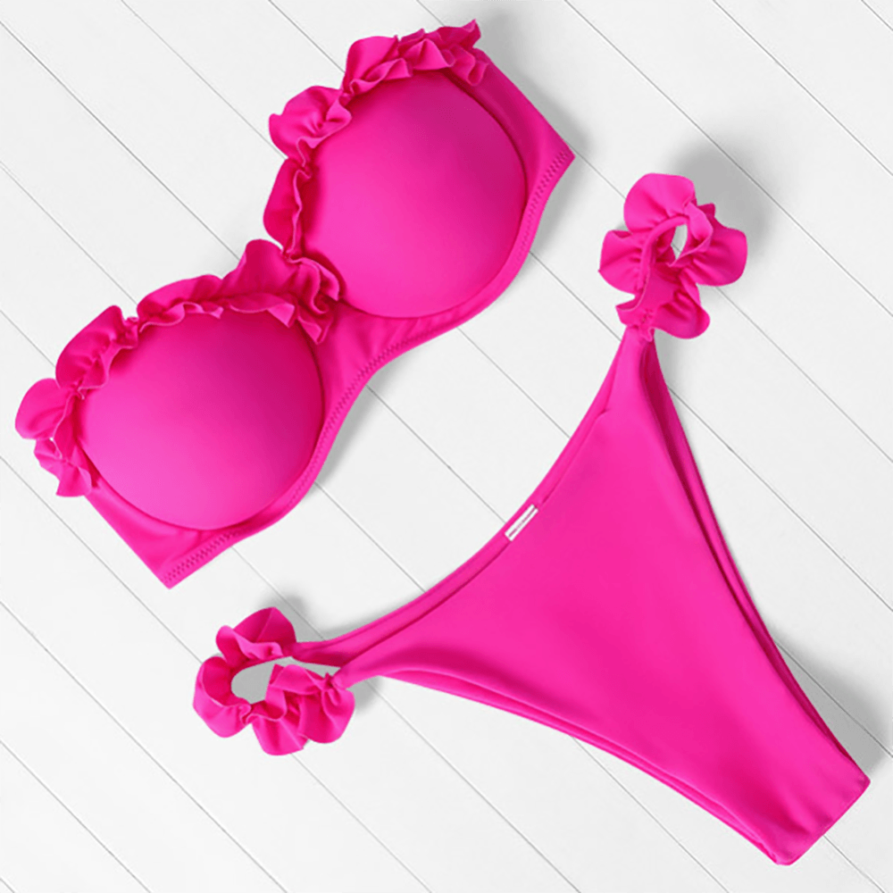"Sea Anemone – V-Wire Frilled High-Cut Bikini Set"