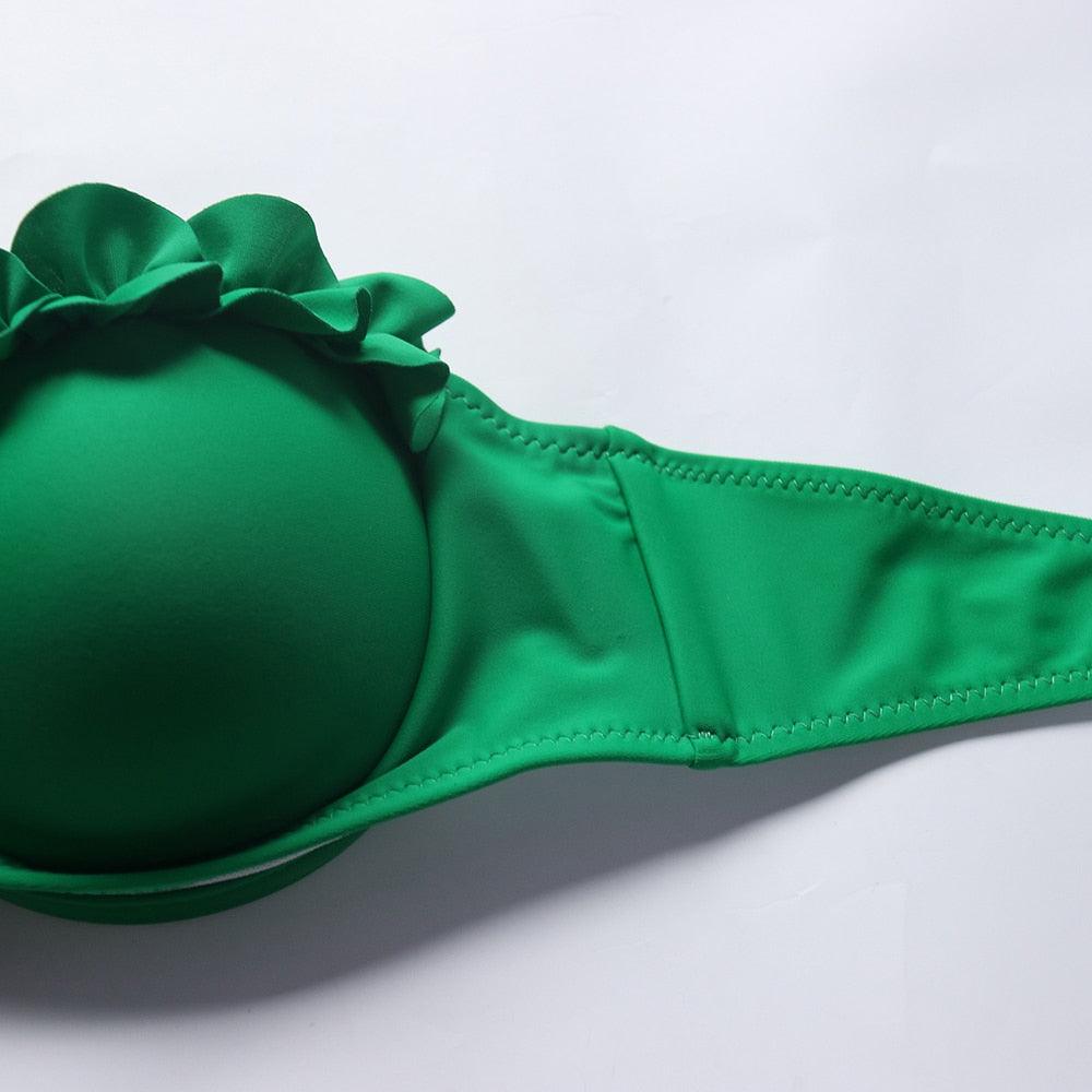 "Sea Anemone – V-Wire Frilled High-Cut Bikini Set"