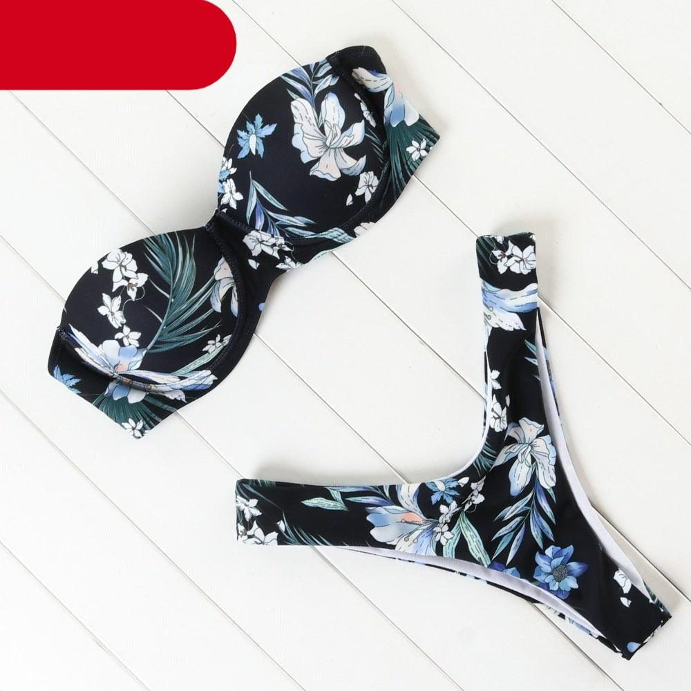 "Sea Anemone – V-Wire Frilled High-Cut Bikini Set"