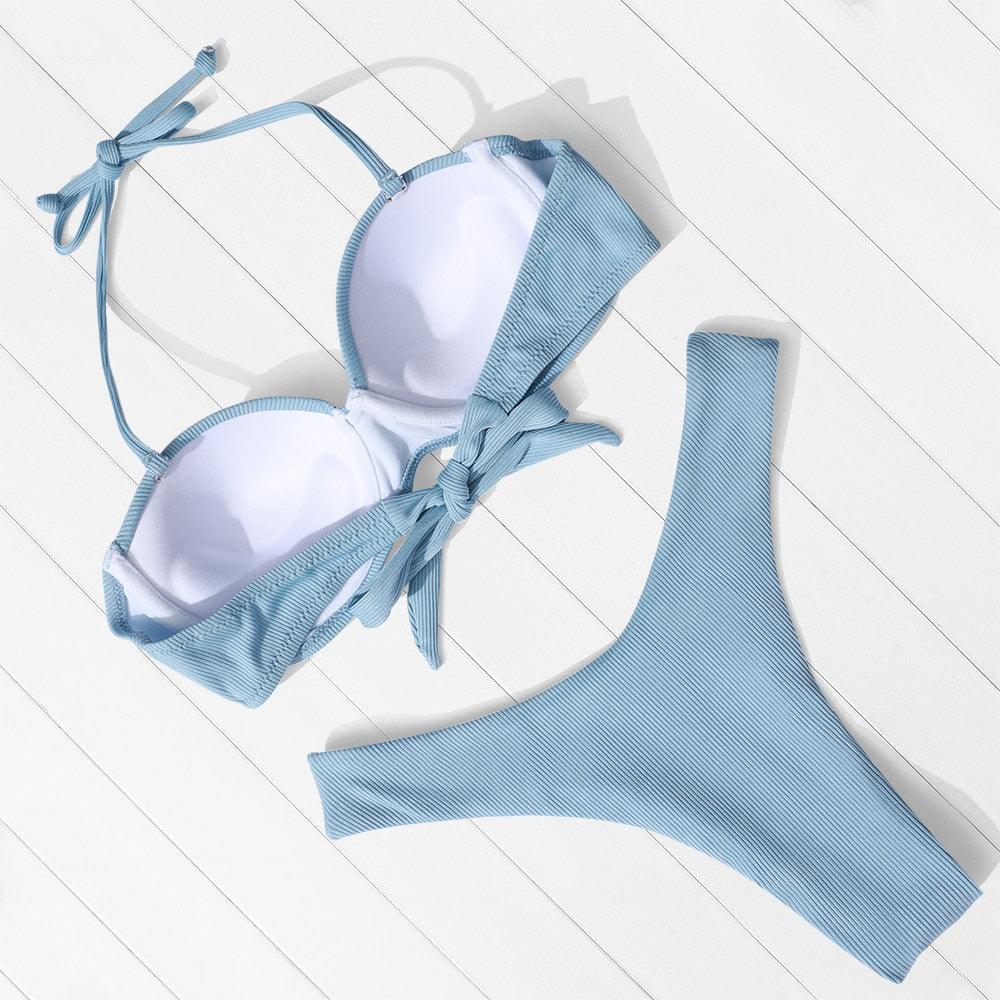 "Sea Anemone – V-Wire Frilled High-Cut Bikini Set"