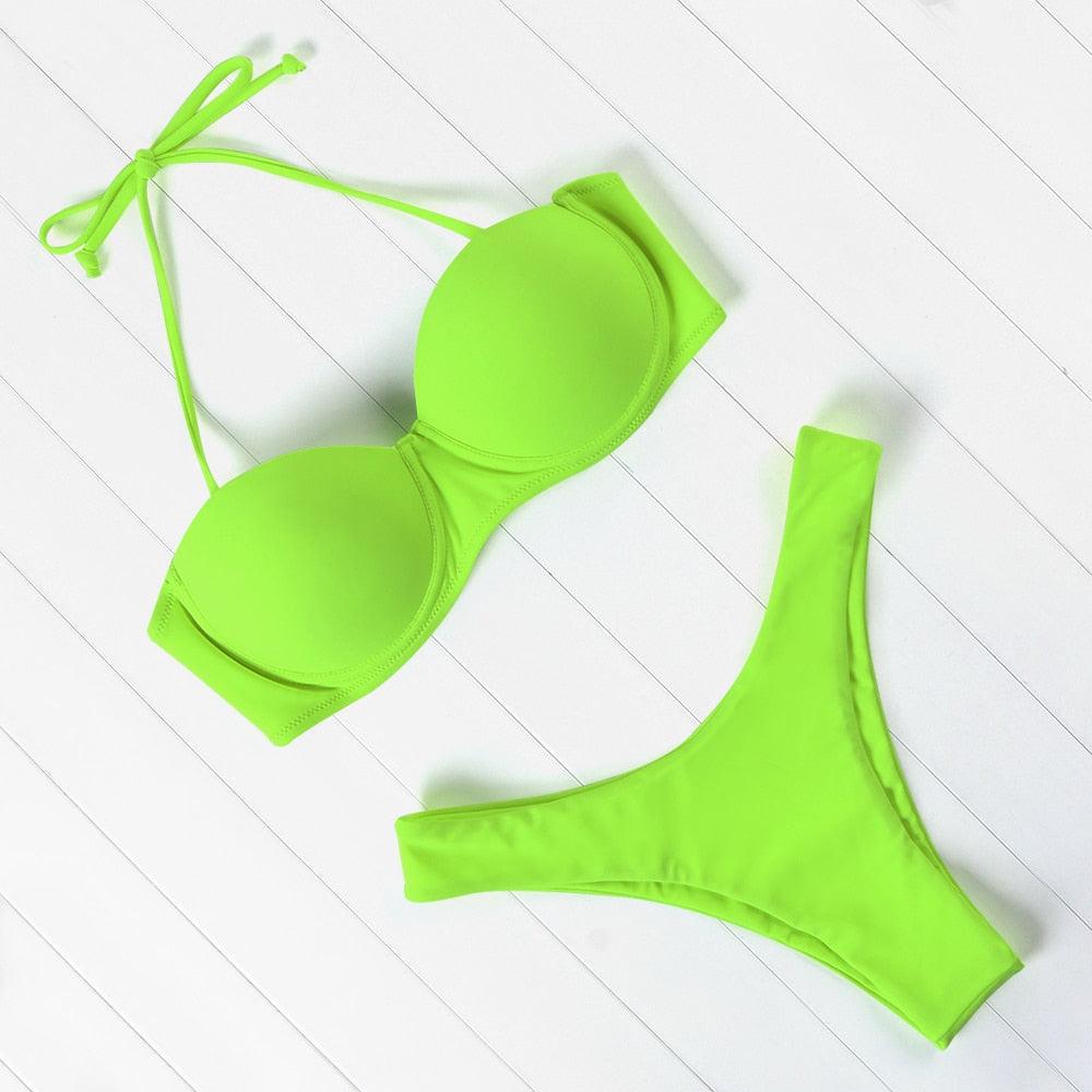 "Sea Anemone – V-Wire Frilled High-Cut Bikini Set"