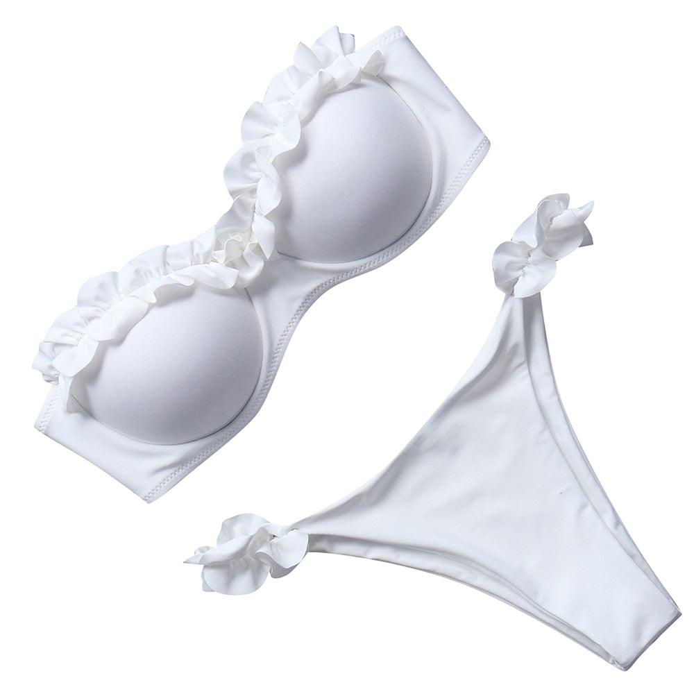 "Sea Anemone – V-Wire Frilled High-Cut Bikini Set"
