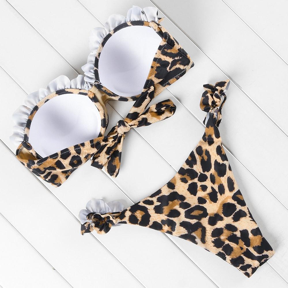 "Sea Anemone – V-Wire Frilled High-Cut Bikini Set"