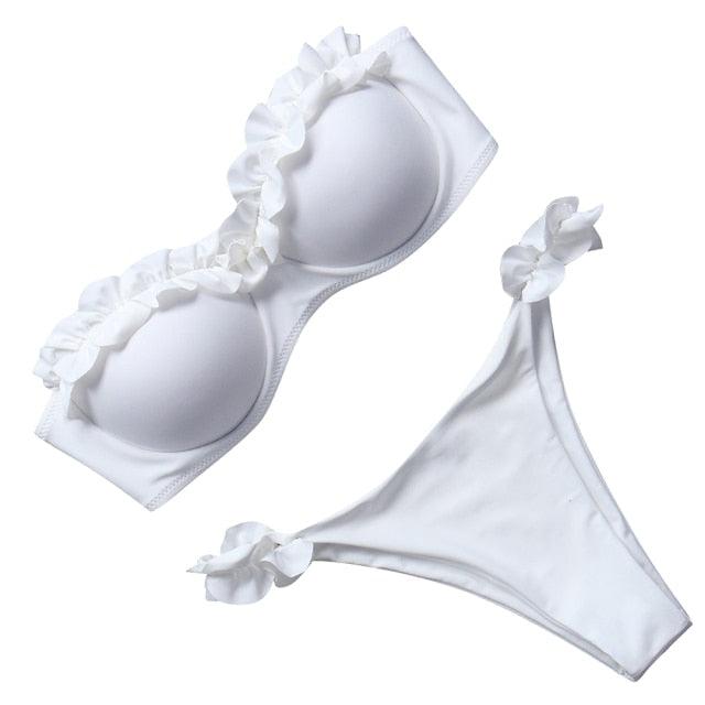 "Sea Anemone – V-Wire Frilled High-Cut Bikini Set"