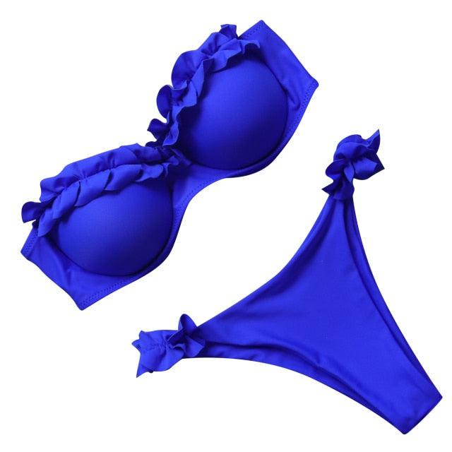"Sea Anemone – V-Wire Frilled High-Cut Bikini Set"