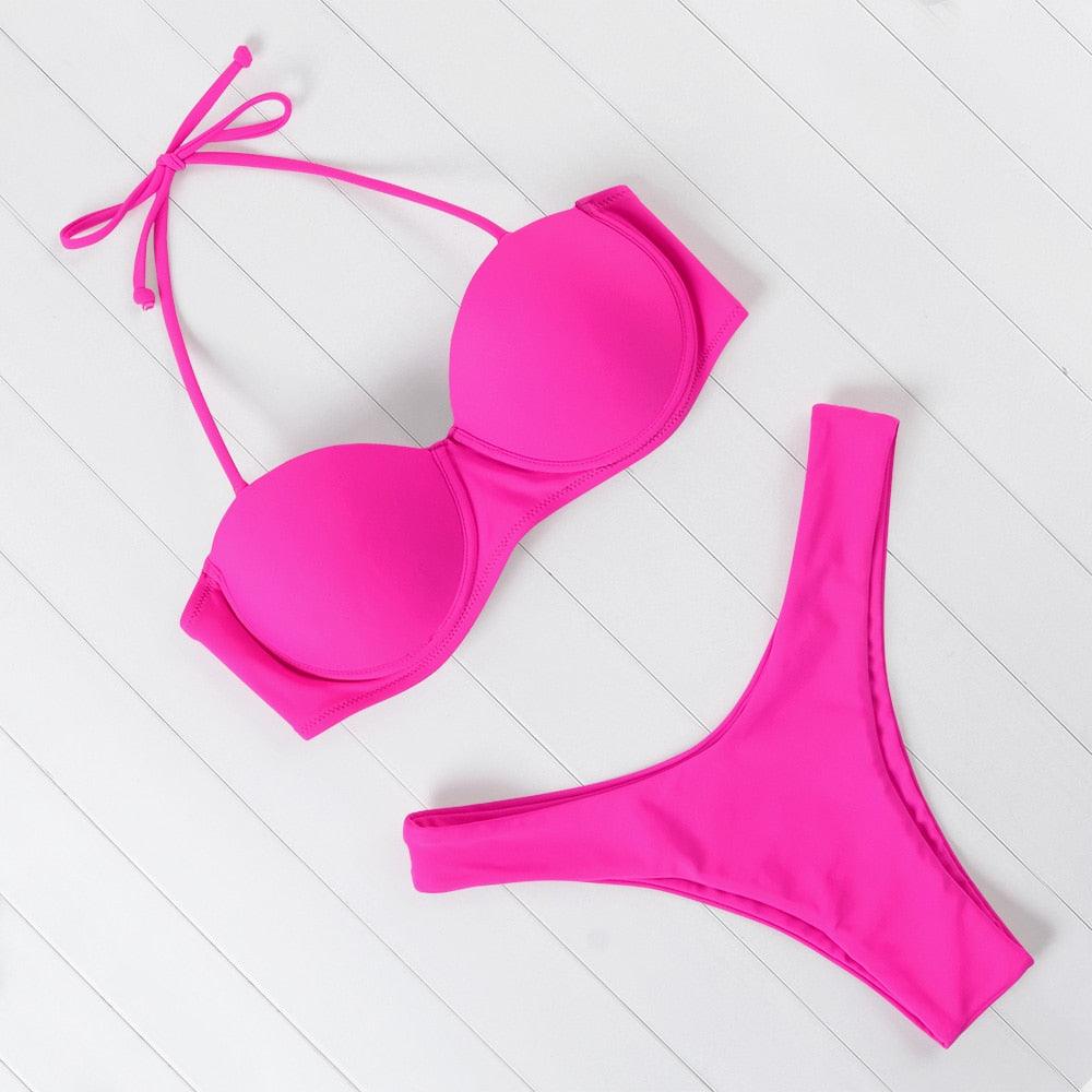 "Sea Anemone – V-Wire Frilled High-Cut Bikini Set"